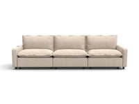 3 Piece Beige Linen Corner Space Couch Sectionals 3 Seater 2