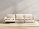 Modular Cero Couch Recliner Sectional | 3-Piece Beige Linen Corner Space Couch Sectionals 3-Seater