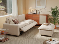 3 Piece Beige Linen Everyday Chic Chaise Sectionals 2 Seater with 1 Ottoman 1