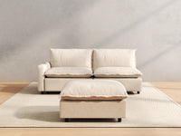 3 Piece Beige Linen Everyday Chic Chaise Sectionals 2 Seater with 1 Ottoman 4
