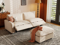 3 Piece Beige Linen Everyday Chic Chaise Sectionals 2 Seater with 1 Ottoman 7