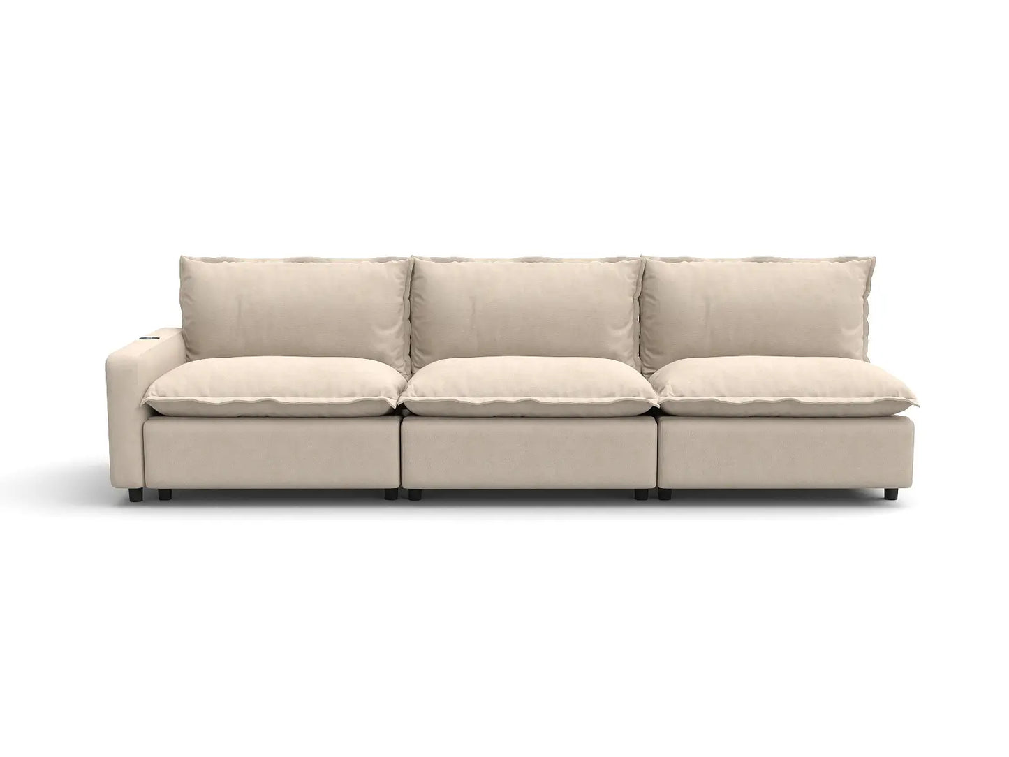3 Piece Beige Linen Home Living Couch Sectionals 3 Seater 2