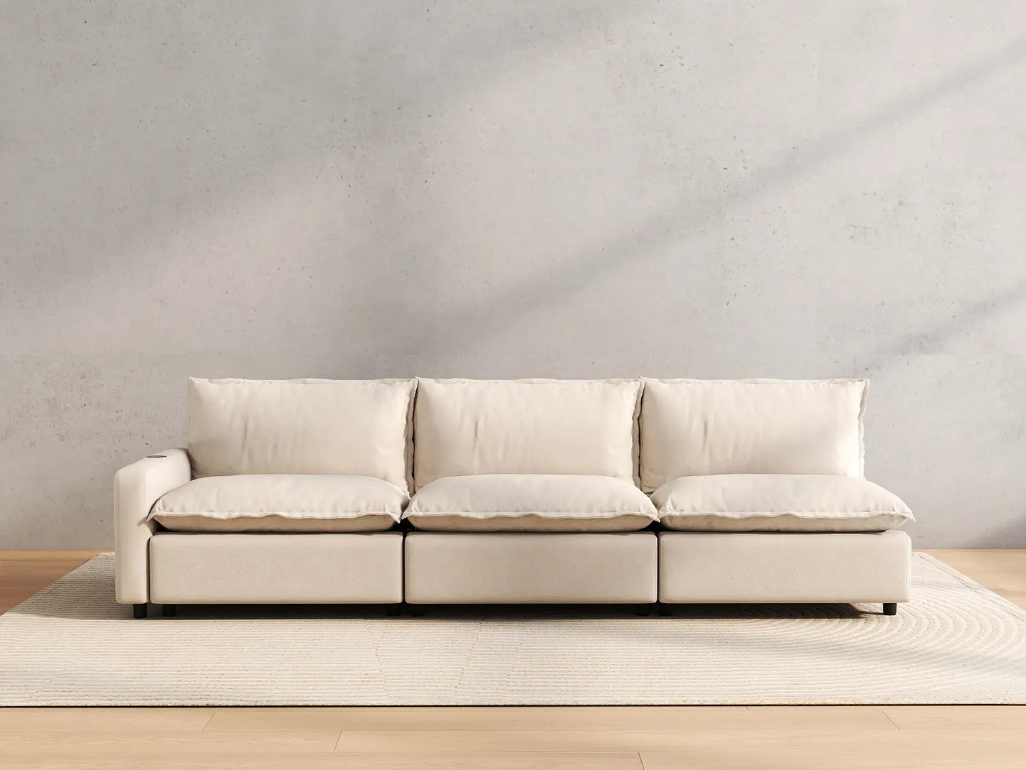 3 Piece Beige Linen Home Living Couch Sectionals 3 Seater 4