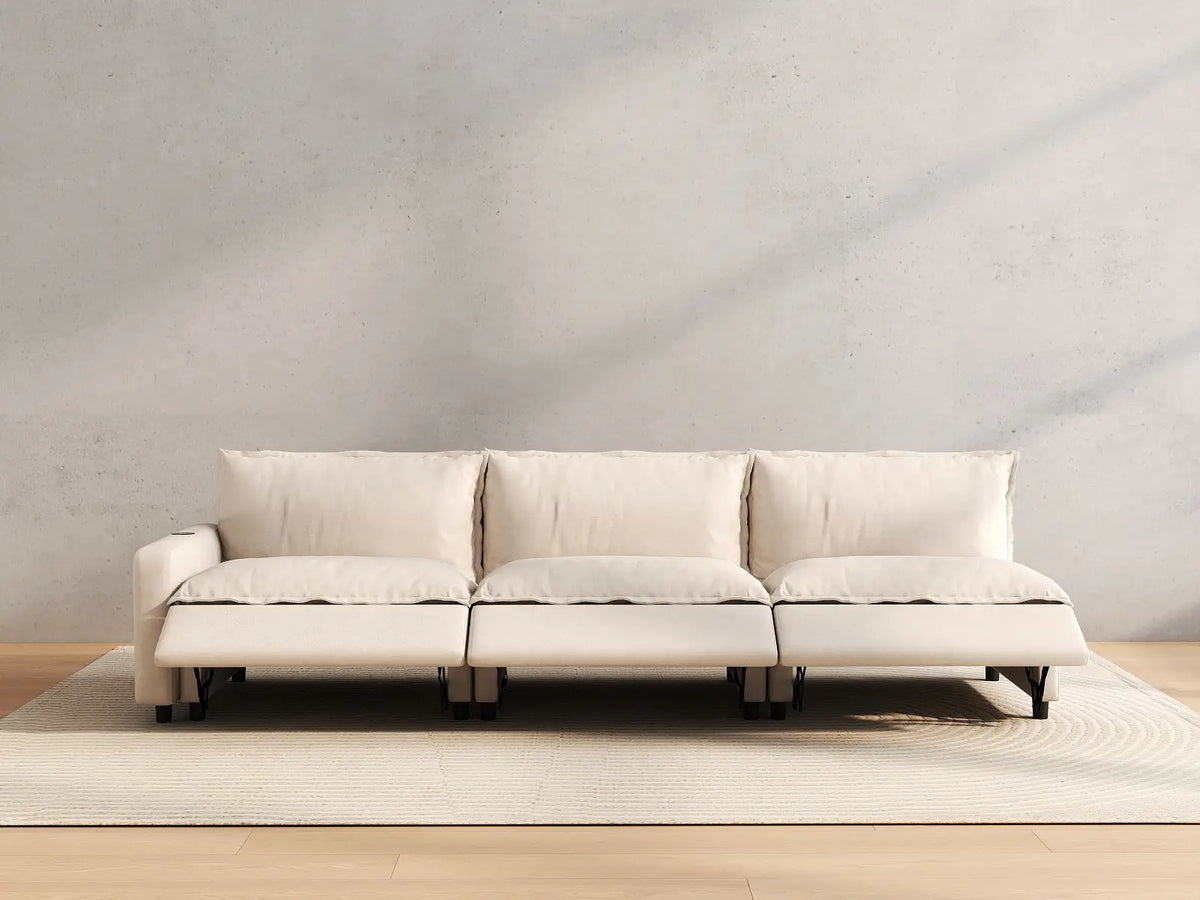 3 Piece Beige Linen Home Living Couch Sectionals 3 Seater 5
