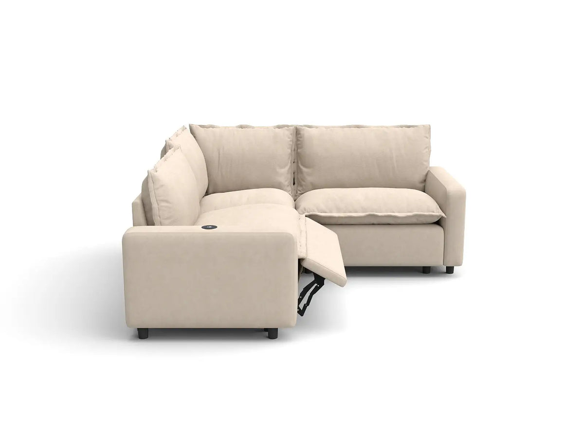 3 Piece Beige Linen Italian Minimalist V Shaped Sectionals 3 Seater 2