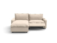 3 Piece Beige Linen Rental Friendly Chaise Sectionals 2 Seater with 1 Ottoman 3