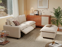 3 Piece Beige Linen Small Space Chaise Sectionals 2 Seater with 1 Ottoman 1