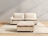 3 Piece Beige Linen Small Space Chaise Sectionals 2 Seater with 1 Ottoman 4