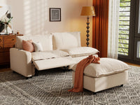 3 Piece Beige Linen Small Space Chaise Sectionals 2 Seater with 1 Ottoman 7