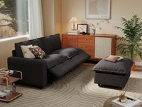 3 Piece Grey Linen Home Living Chaise Sectionals 2 Seater with 1 Ottoman 1