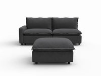3 Piece Grey Linen Home Living Chaise Sectionals 2 Seater with 1 Ottoman 2