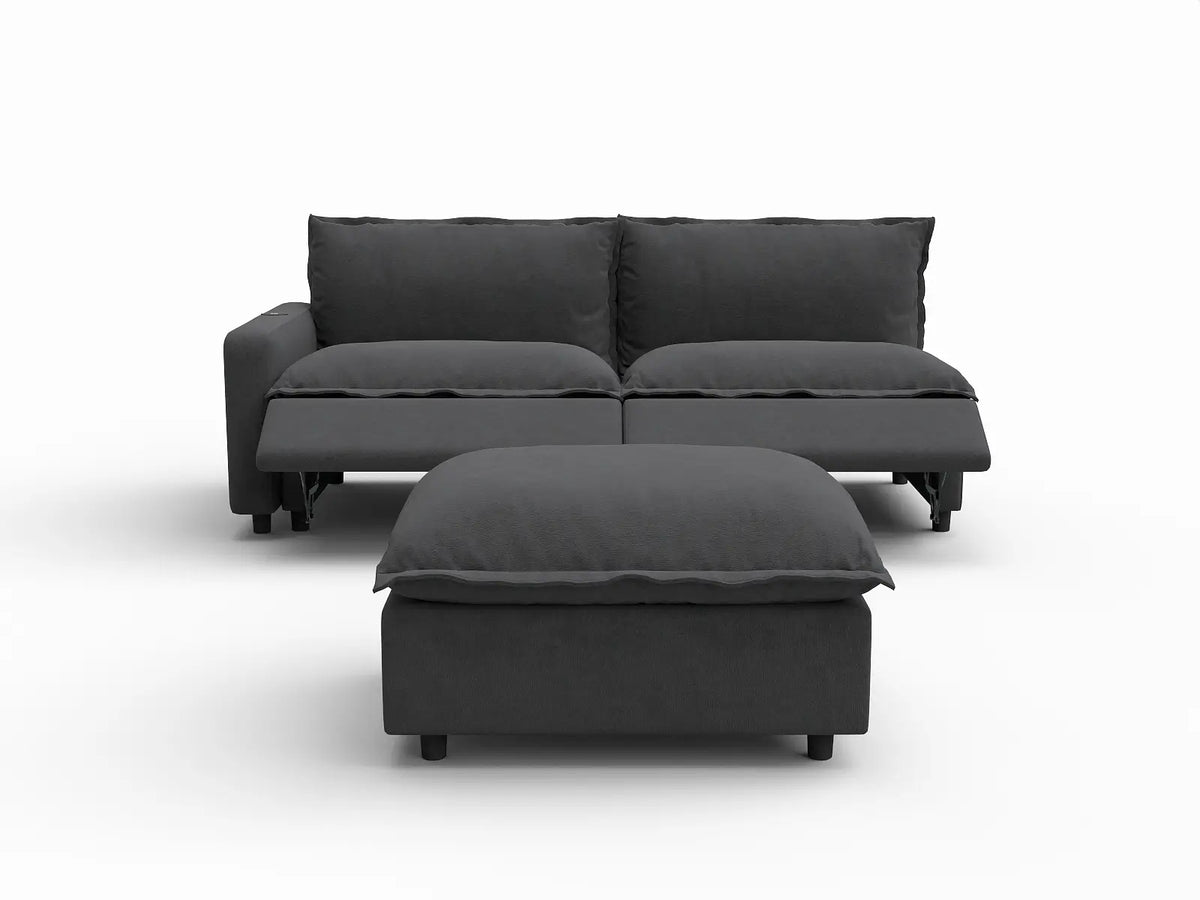 3 Piece Grey Linen Home Living Chaise Sectionals 2 Seater with 1 Ottoman 3