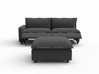 3 Piece Grey Linen Home Living Chaise Sectionals 2 Seater with 1 Ottoman 3