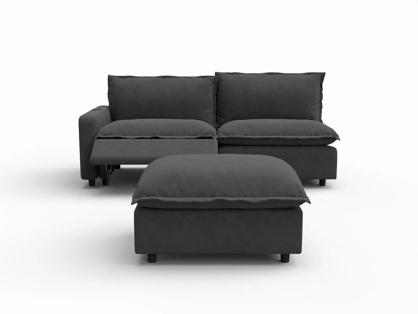 3 Piece Grey Linen Home Living Chaise Sectionals 2 Seater with 1 Ottoman 3 17734e6e 6089 466c b799 1bd542252b09