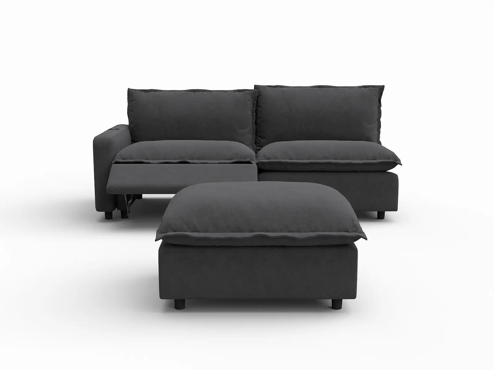 3 Piece Grey Linen Home Living Chaise Sectionals 2 Seater with 1 Ottoman 3 17734e6e 6089 466c b799 1bd542252b09