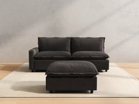 3 Piece Grey Linen Home Living Chaise Sectionals 2 Seater with 1 Ottoman 4