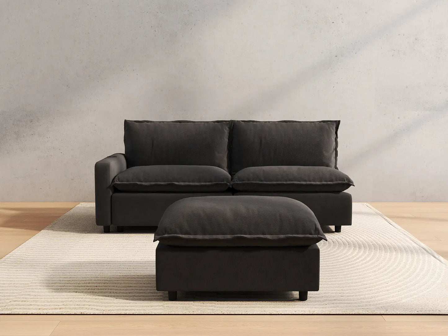 3 Piece Grey Linen Home Living Chaise Sectionals 2 Seater with 1 Ottoman 4 35e50b7c 2cd5 47fd 99b2 e13b3a55da45
