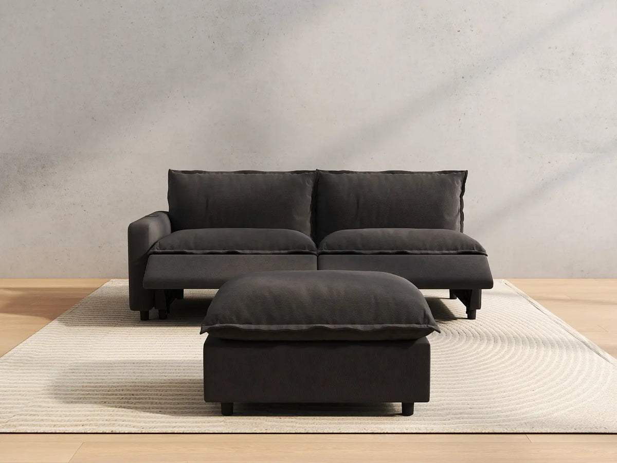 3 Piece Grey Linen Home Living Chaise Sectionals 2 Seater with 1 Ottoman 5