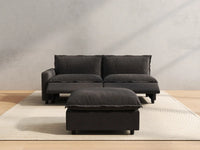 3 Piece Grey Linen Home Living Chaise Sectionals 2 Seater with 1 Ottoman 5