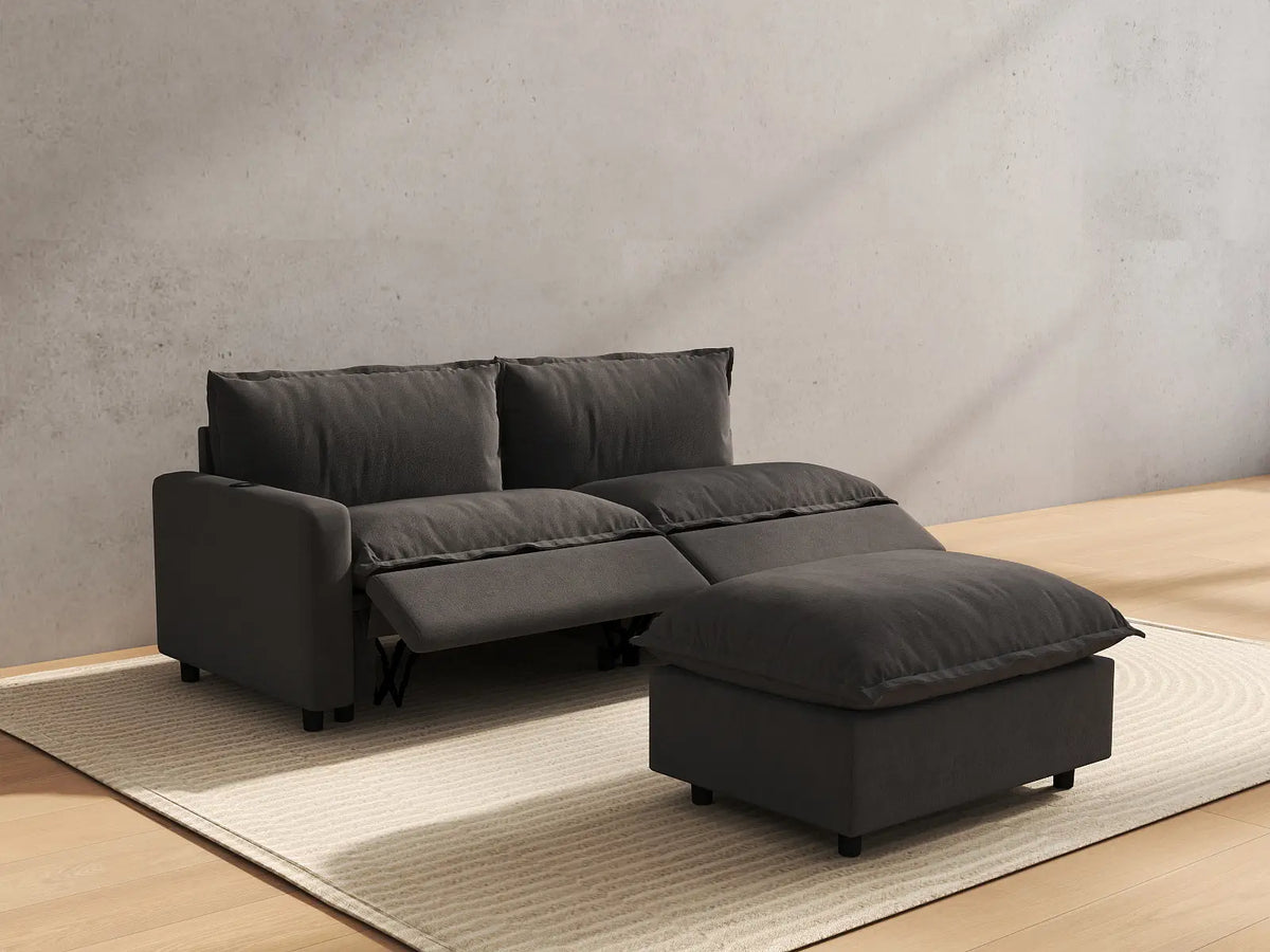 3 Piece Grey Linen Home Living Chaise Sectionals 2 Seater with 1 Ottoman 6