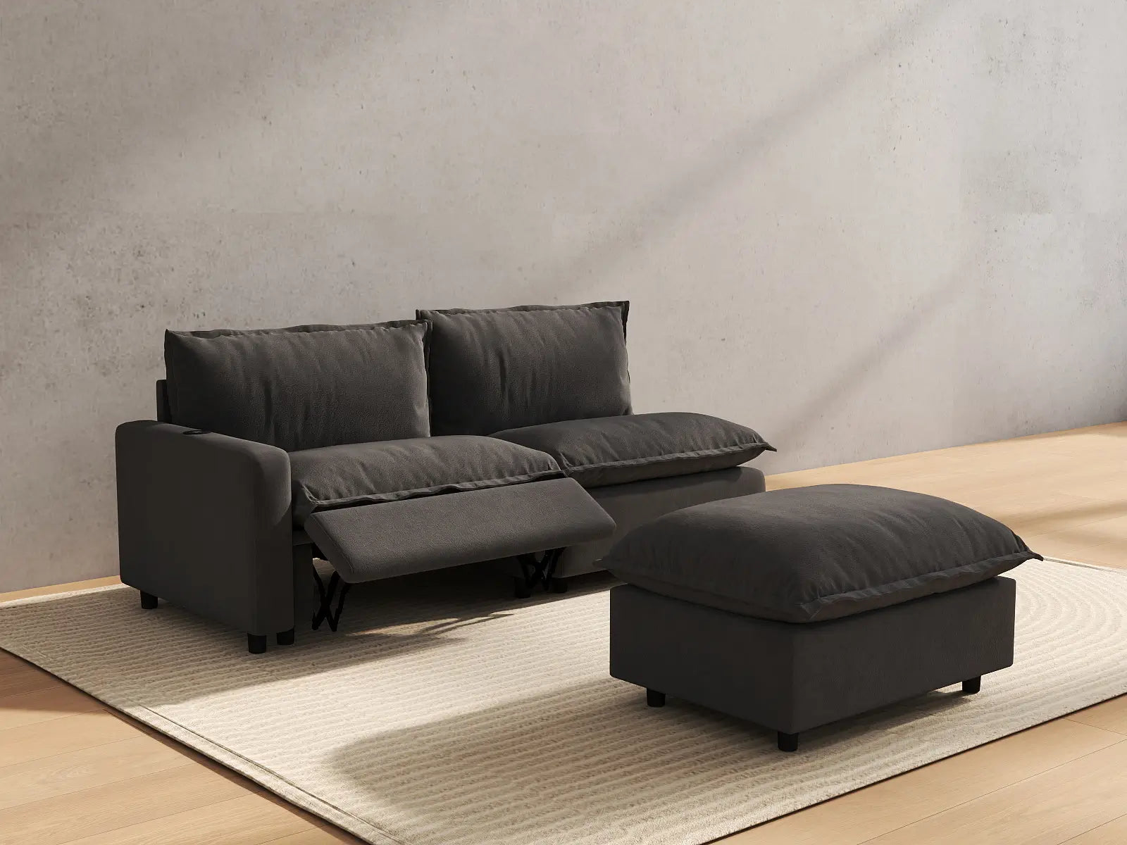 3 Piece Grey Linen Home Living Chaise Sectionals 2 Seater with 1 Ottoman 6 818b6b97 e21e 420d 82ba 012b11c5414a