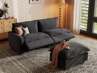 3 Piece Grey Linen Home Living Chaise Sectionals 2 Seater with 1 Ottoman 7