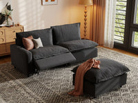 3 Piece Grey Linen Home Living Chaise Sectionals 2 Seater with 1 Ottoman 7 f8153673 869e 4a6a 930a 073f6d4f4f58