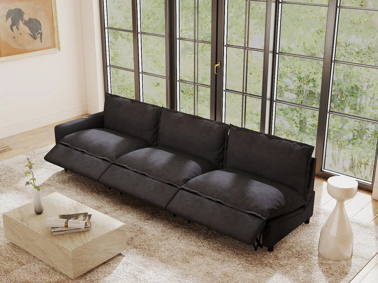 3 Piece Grey Linen Home Living Couch Sectionals 3 Seater 1