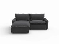 3 Piece Grey Linen Small Space Chaise Sectionals 2 Seater with 1 Ottoman 2