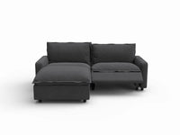 3 Piece Grey Linen Small Space Chaise Sectionals 2 Seater with 1 Ottoman 3