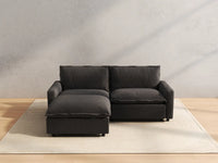 3 Piece Grey Linen Small Space Chaise Sectionals 2 Seater with 1 Ottoman 4