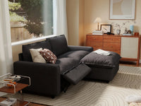 3 Piece Grey Linen Small Space Chaise Sectionals 2 Seater with 1 Ottoman 7