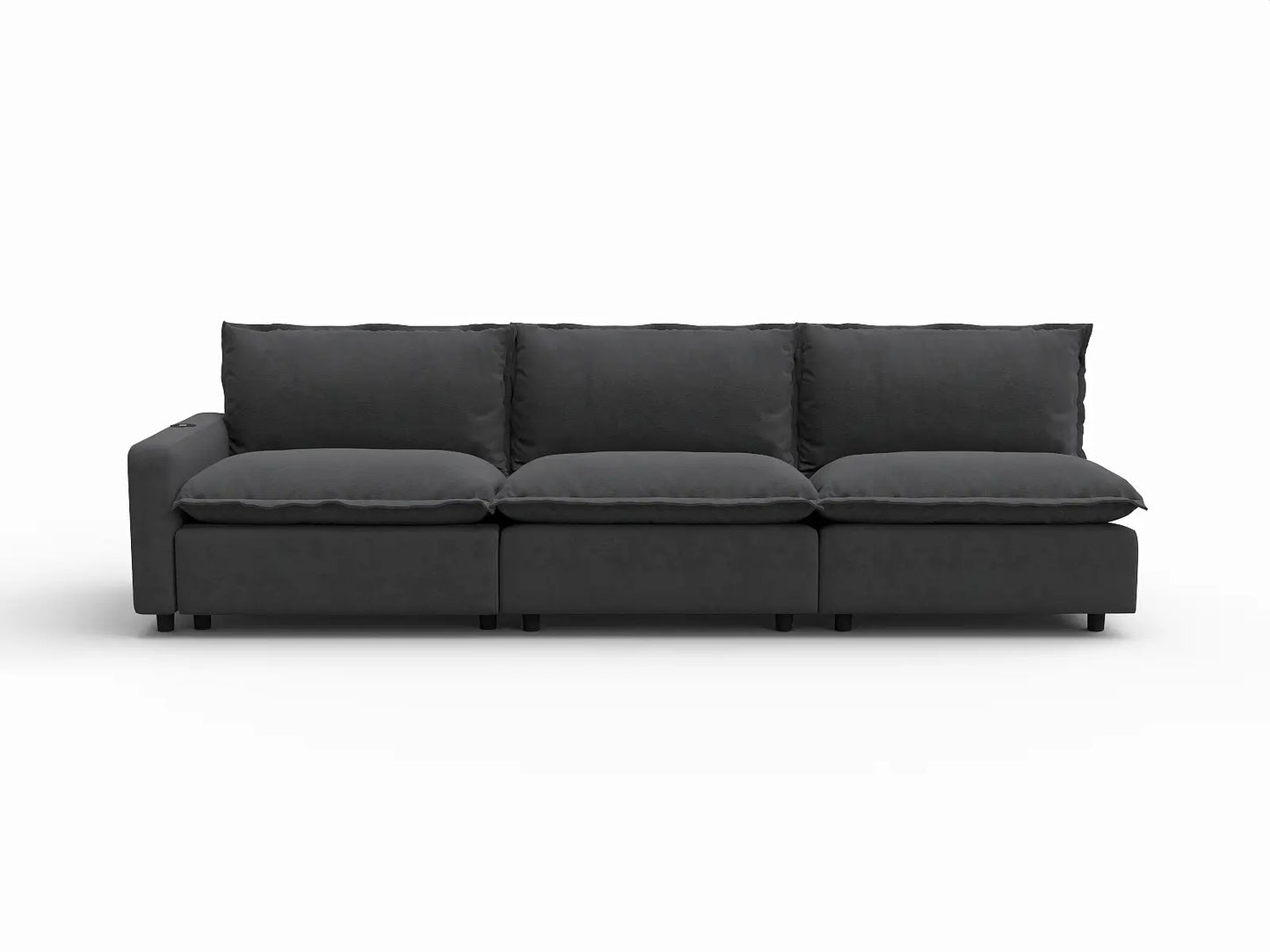 3 Piece Grey Linen Small Space Couch Sectionals 3 Seater 2