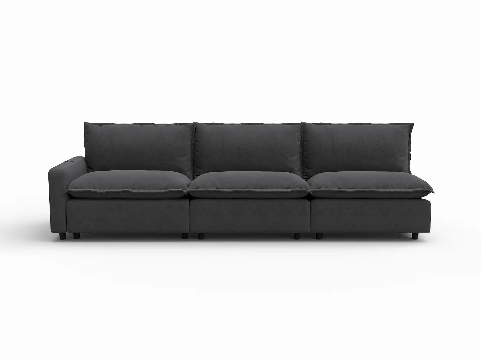 3 Piece Grey Linen Small Space Couch Sectionals 3 Seater 2