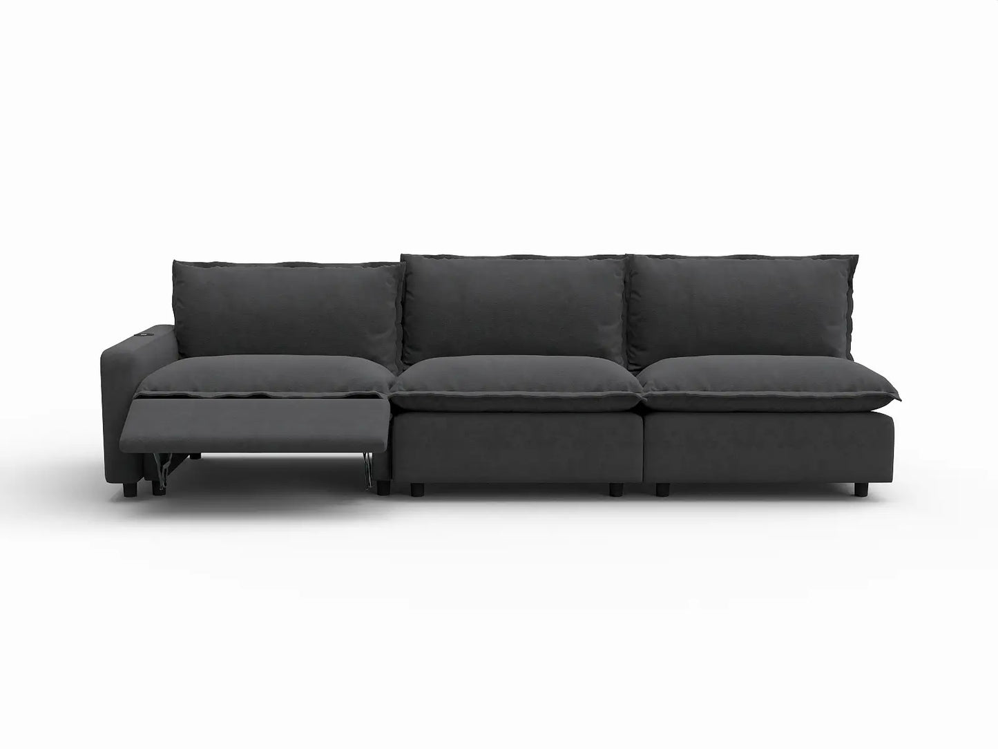 3 Piece Grey Linen Small Space Couch Sectionals 3 Seater 3