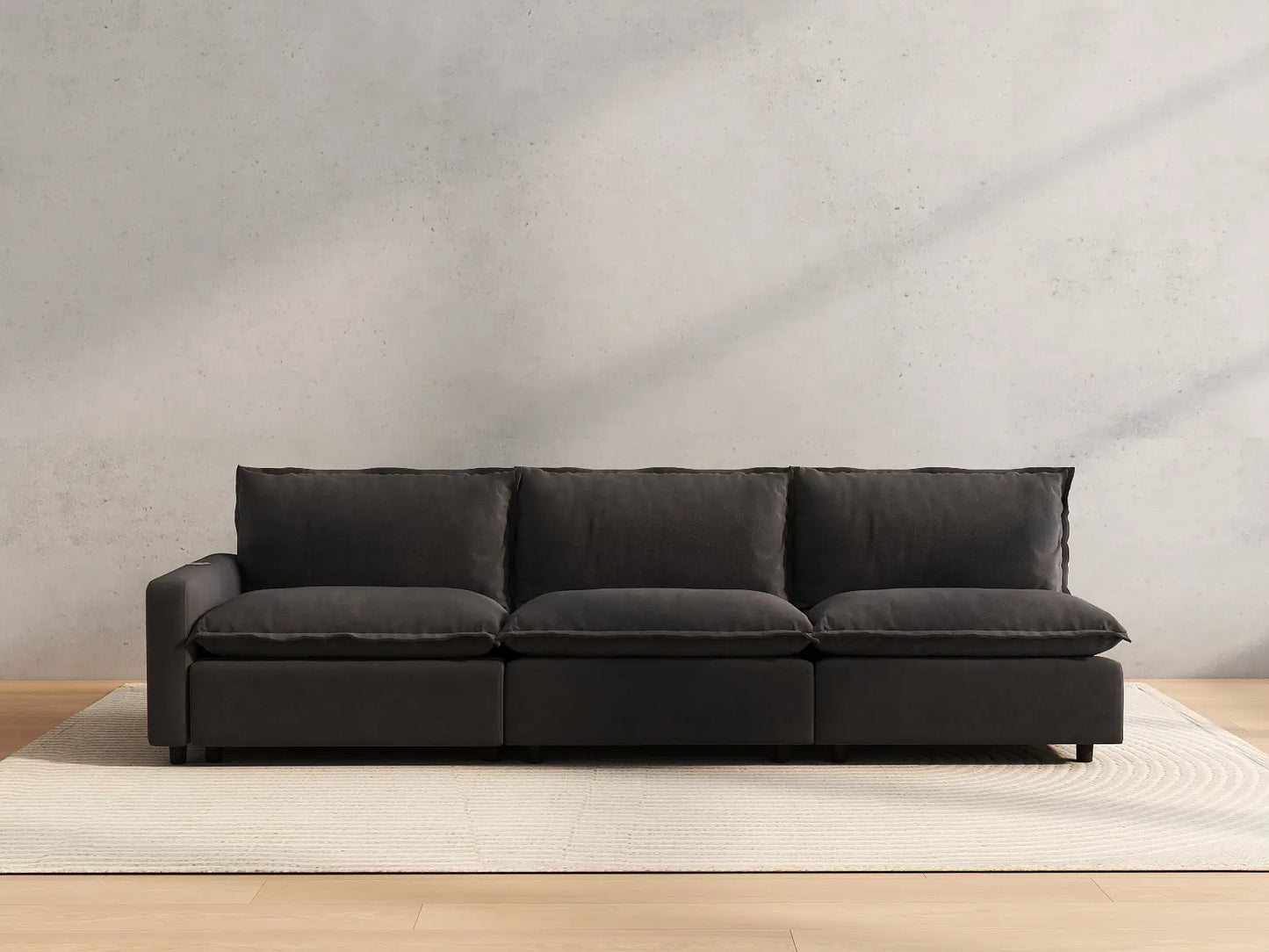 3 Piece Grey Linen Small Space Couch Sectionals 3 Seater 4
