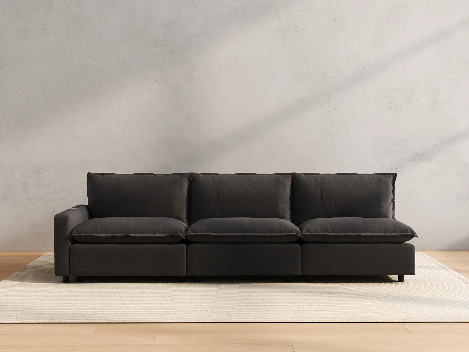 3 Piece Grey Linen Small Space Couch Sectionals 3 Seater 4