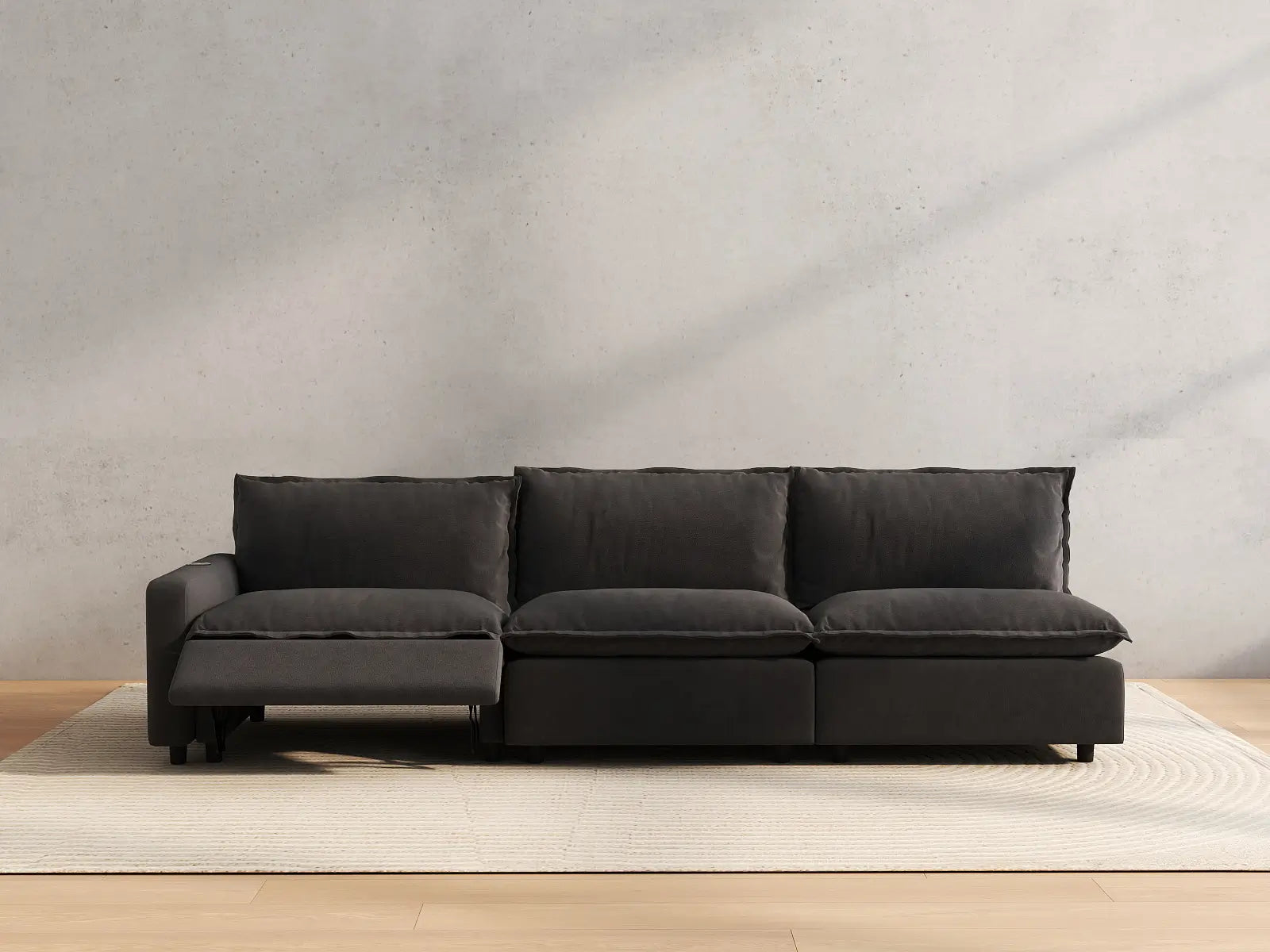 3 Piece Grey Linen Small Space Couch Sectionals 3 Seater 5