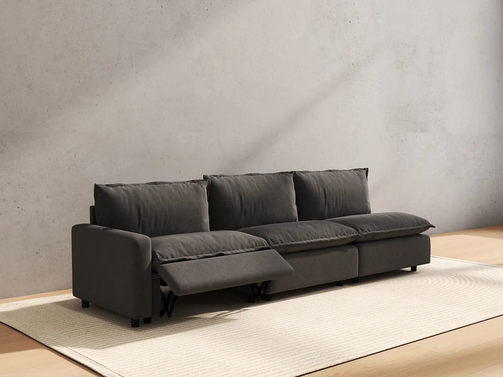 3 Piece Grey Linen Small Space Couch Sectionals 3 Seater 6
