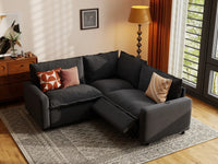 3 Piece Grey Linen Small Space V Shaped Sectionals 3 Seater 1