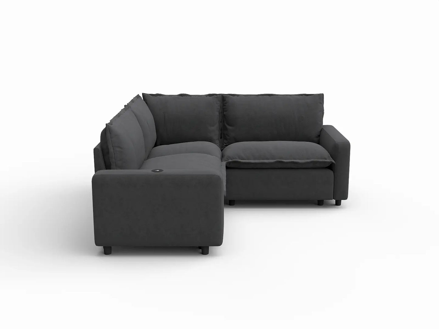 3 Piece Grey Linen Small Space V Shaped Sectionals 3 Seater 2