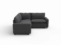 3 Piece Grey Linen Small Space V Shaped Sectionals 3 Seater 2