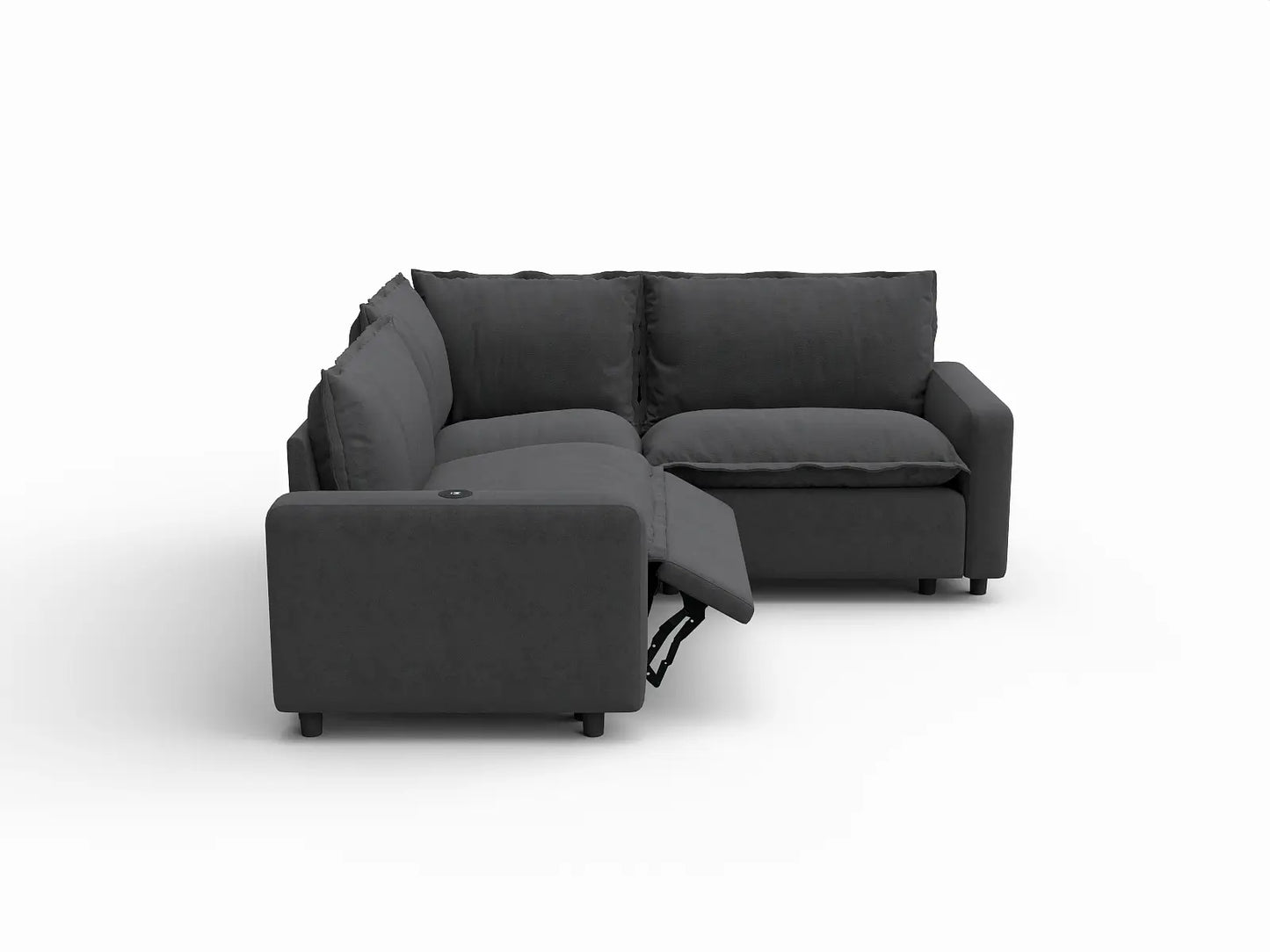 3 Piece Grey Linen Small Space V Shaped Sectionals 3 Seater 3