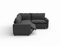 3 Piece Grey Linen Small Space V Shaped Sectionals 3 Seater 3