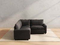 3 Piece Grey Linen Small Space V Shaped Sectionals 3 Seater 4