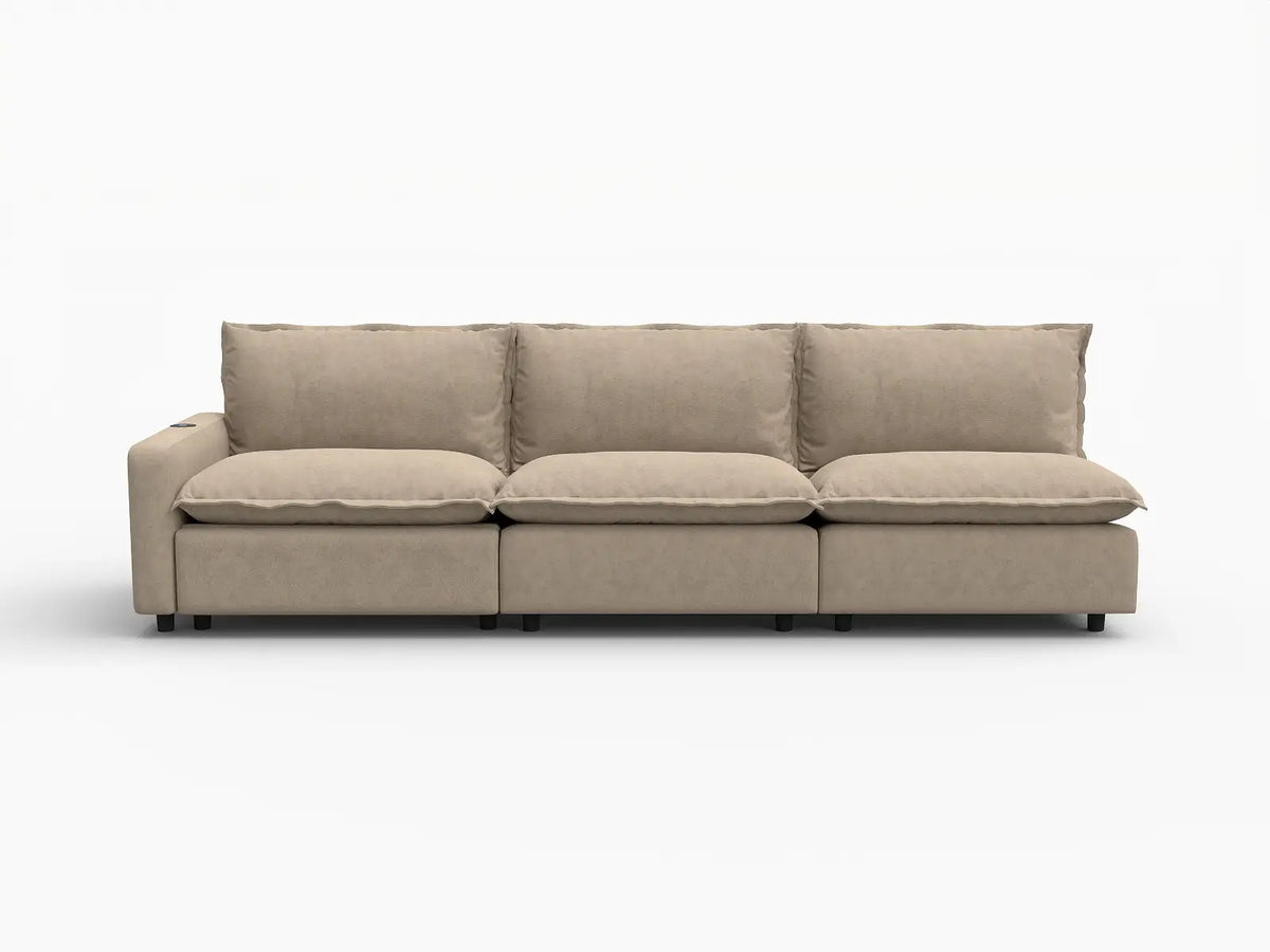 3 Piece Khaki Linen Condo Furniture Couch Sectionals 3 Seater 2