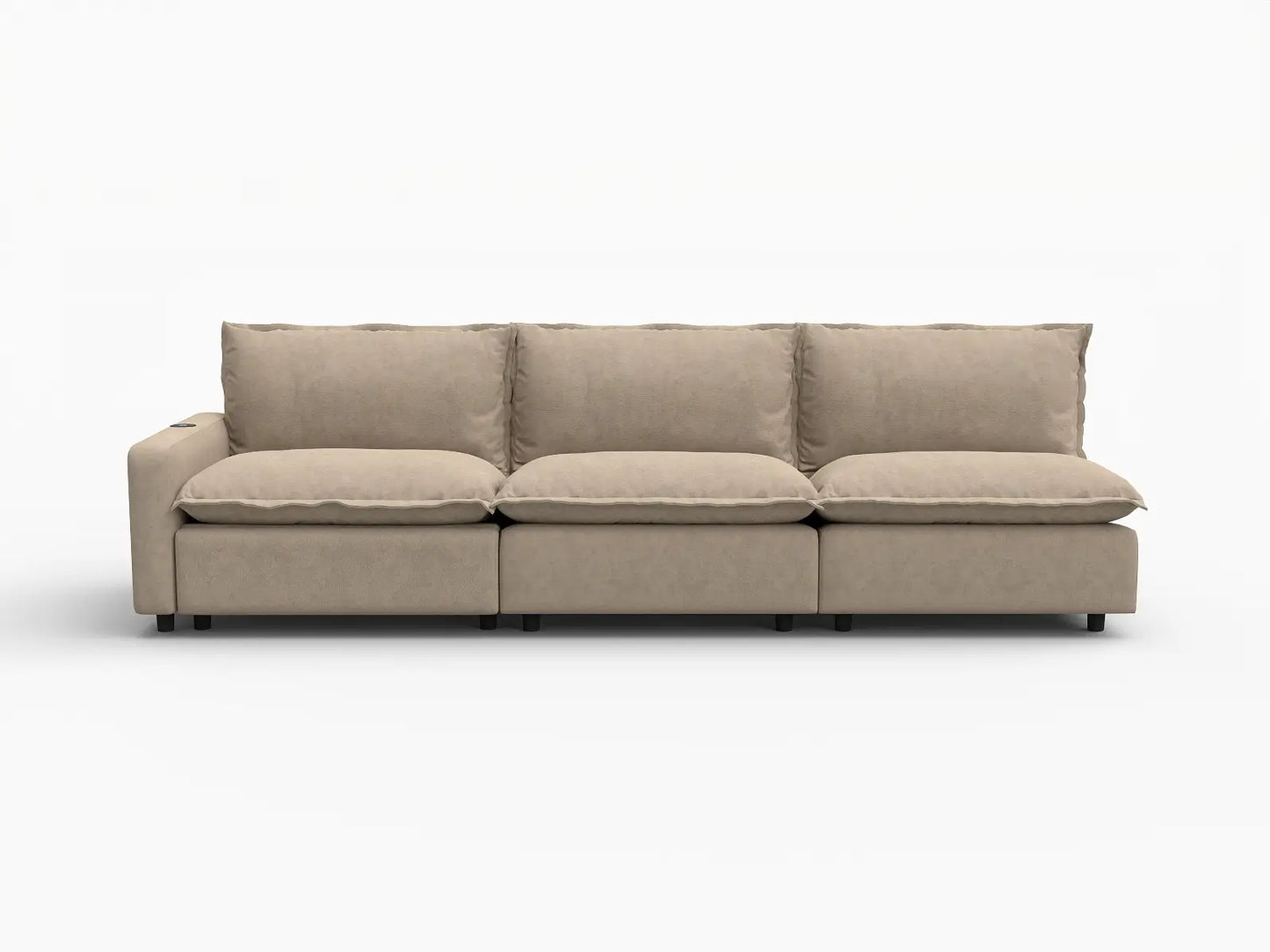 3 Piece Khaki Linen Condo Furniture Couch Sectionals 3 Seater 2