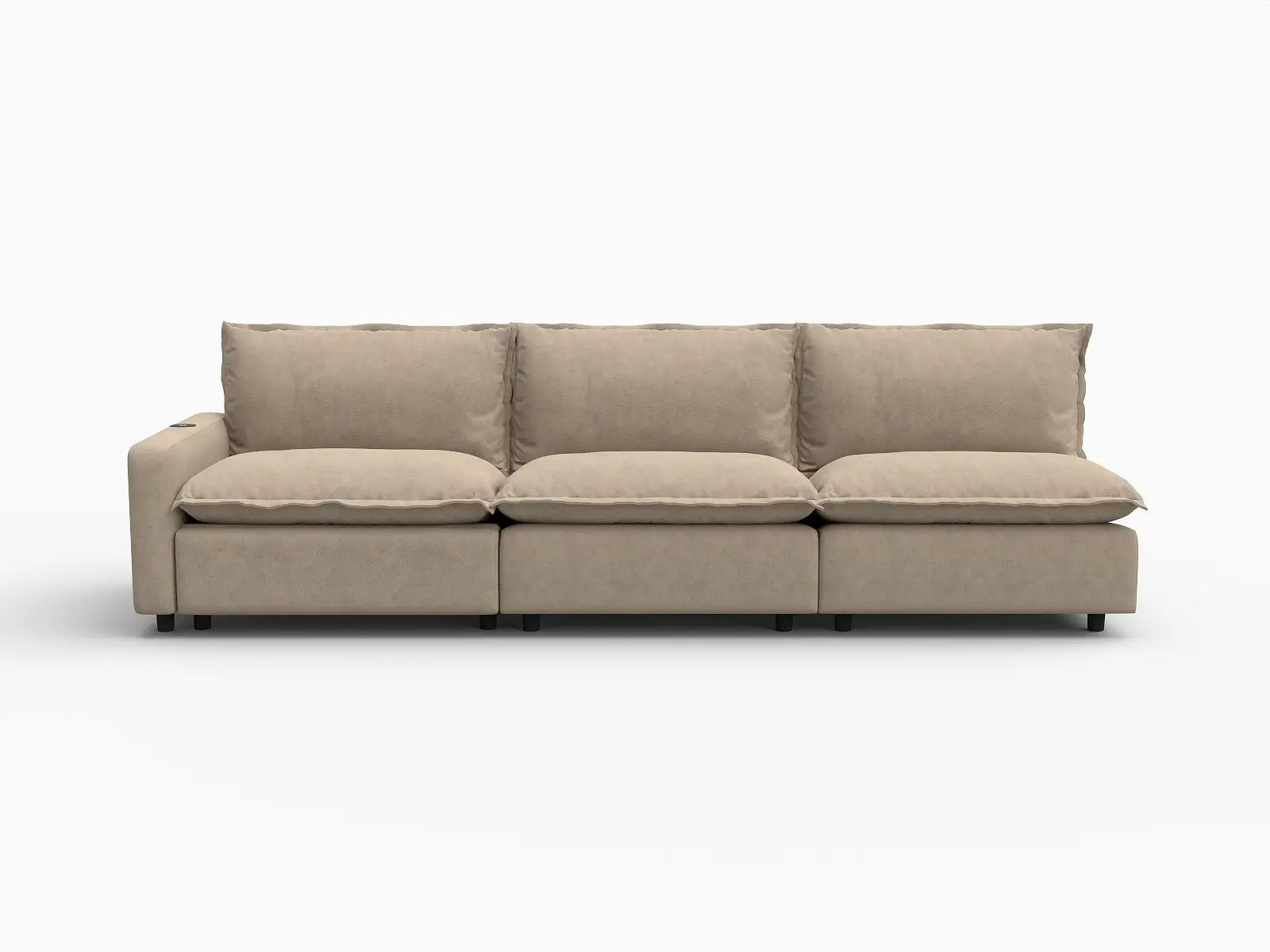 3 Piece Khaki Linen Condo Furniture Couch Sectionals 3 Seater 2