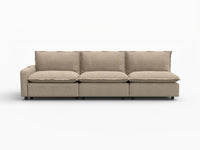3 Piece Khaki Linen Condo Furniture Couch Sectionals 3 Seater 2
