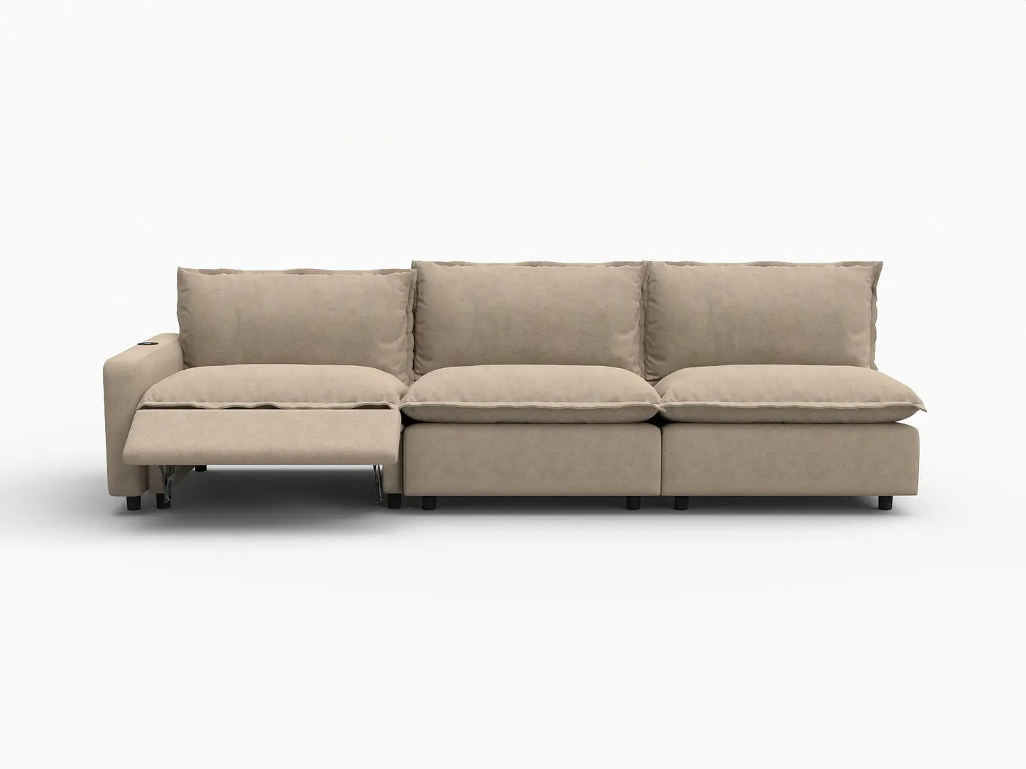 3 Piece Khaki Linen Condo Furniture Couch Sectionals 3 Seater 3